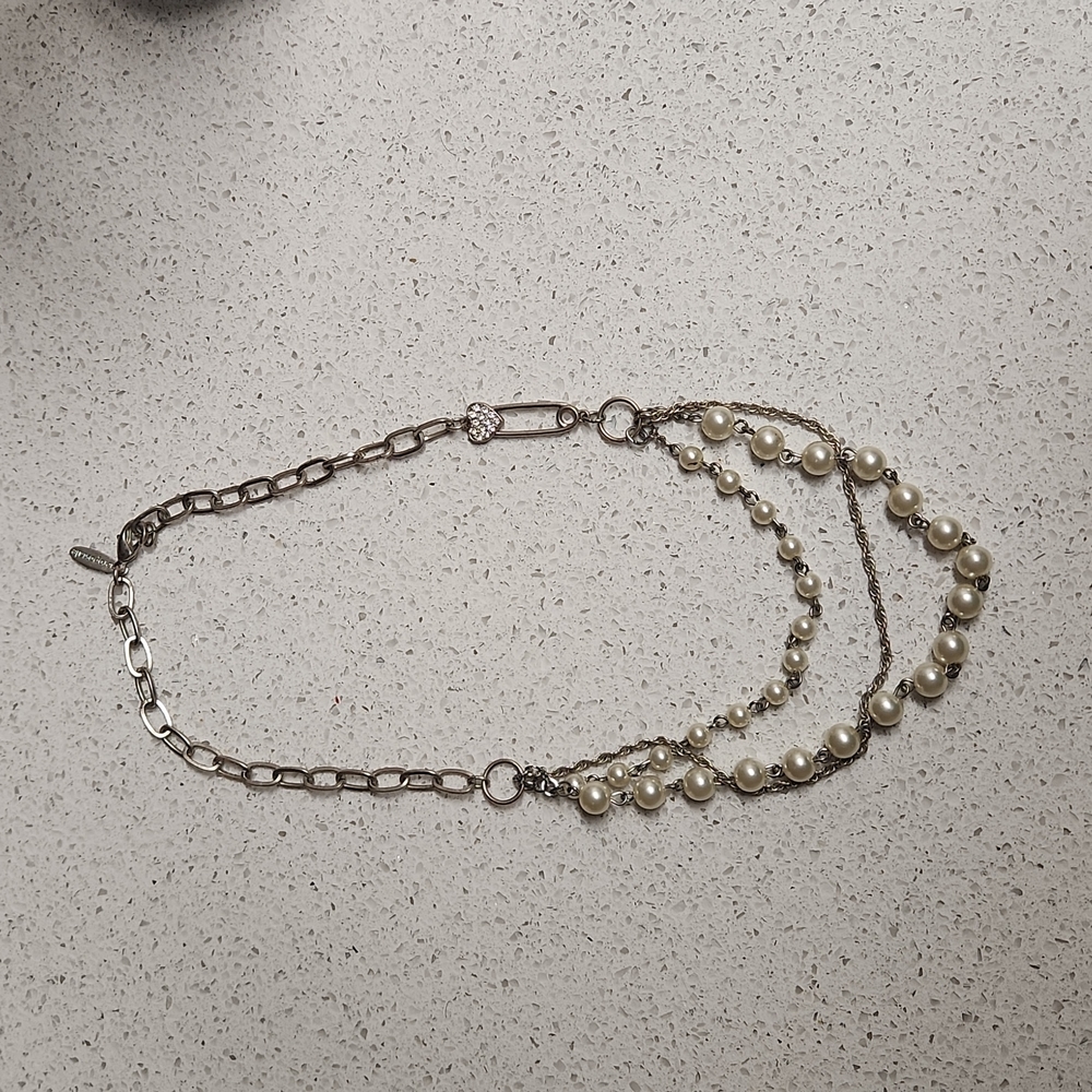Aeropostale Faux Pearl Beaded 3 Tier Necklace